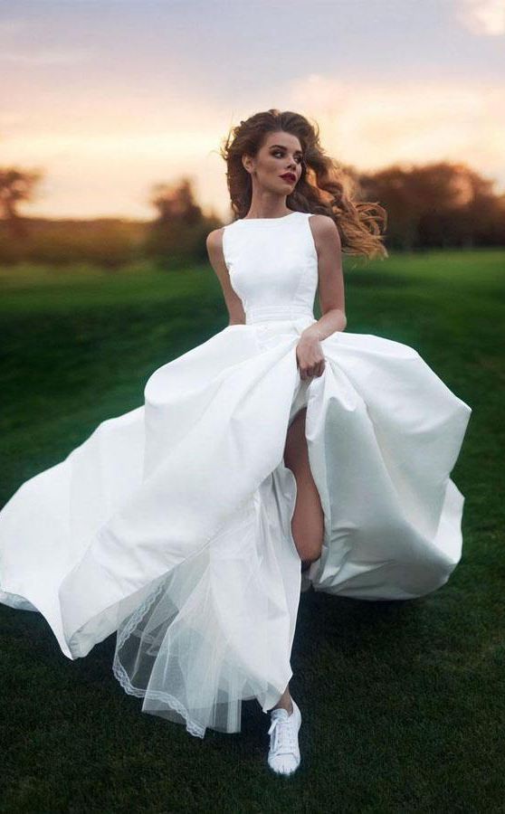 Produktbild von YASIOU Hochzeitskleid Elegant Hochzeitskleid Damen Lang Brautmode Weiß Vintage A Linie