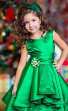 Prinzessin Smaragdgrün Hoch Niedrig Mädchen Festzug Kleider Für Hochzeiten Kinder Kommunion Kleid GBCH012