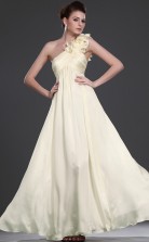 Gelbe Chiffon A-Linie eine Schulter lange Brautjungfer Kleid (GBD474)