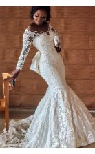 Schwarze Mädchen Nigerianische Spitze Hochzeit Brautkleider Mit Langen Ärmeln Plus Größe GBWD042