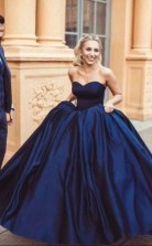 Schatz Marineblau Einfaches Hochzeitskleid Quinceanera Kleid GBWD083