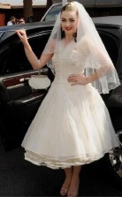 Rockabilly Tee Länge Geraffte 50er Jahre Stil Kurze Hochzeitskleid Flitterwochen GBWD176