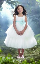 New Style Prinzessin Knöchellanges Weißes Blumenmädchenkleid FGD443