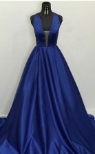 Blau Langes Formales Abendkleid REALS096