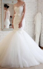 Elegantes Brautkleid Im Meerjungfrau-stil Aus Transparentem Tüll Twa1482