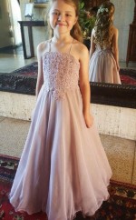 schicke peal rosa Spaghettiträger Kind Mädchen Kleid GACH004