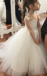 Ballkleid Illusion Spitze Kinder Mädchen Kleid GACH005