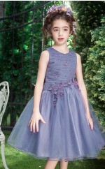 Prinzessin Juwel ärmelloses lila Organza Tee Länge Kinder Ballkleid (GACH024)