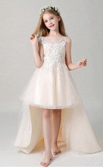 Wunderschöne Hoch Niedrig Rosa Kleinkind Ballkleider GBCH023