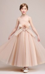 Prinzessin Rosa Satin Chiffon Kinder Mädchen Geburtstagsfeier Kleid GBCH033