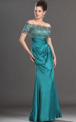 Jade -Chiffonscheide von der Schulter, lange Brautjungfernkleid (GBD539)