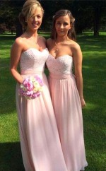 Neuankömmling Schatz Appliques Spitze Rüschen Chiffon Brautjungfernkleid BEQ39402