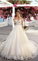 Wunderbare Spitze, Die Eine Linie Langarmhochzeitskleid GBWD053 Detailliert