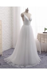 Einfaches A-line Fließendes Romantisches Tüll Boho Strandhochzeitskleid Nottingham GBWD059