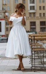 Klassisches Einfaches 50s Tee Länge Kurzes Rockailly Hochzeitskleid Belfast GBWD071