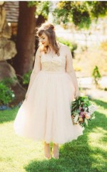  Plus Size Eine Linie Nackt Tee Länge Land Rustikale 50er Jahre Hochzeitskleid Garten GBWD074