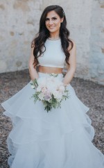 Zweiteiliges Hochzeitskleid Mit Rüschen Organza Rock Schloss Hochzeit GBWD128