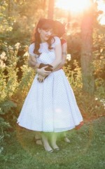 Eine Linie Einfache Land Vintage Vintage Flügelärmel Tee Länge Brautkleid Für Kurze Frauen GBWD129