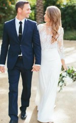 Flowy Boho Spitze Zweiteilige Meerjungfrau Langarm Brautkleid Im Freien Hochzeit GBWD140