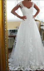 Vintage Spitzenriemen öffnen Den Rücken Lange Ein Linie Brautkleid Für Schwarze Damen GBWD167