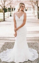 Meerjungfrau Träger Spitze Brautkleid Leicht Mit Trägern GBWD197