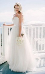 Einfache Tüll Landgurte Schatz Prinzessin Hochzeitskleid GBWD204