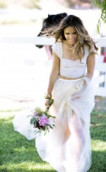 Rustikale Fließende Spitze Im Freien Zweiteiligen Tüllrock Brautkleid GBWD212