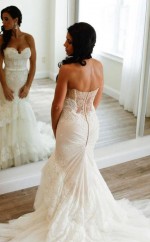 Schatz Spitze Meerjungfrau Brautkleid Für Kurvige Frauen GBWD214