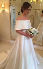 Einfaches Satin Brautkleid Von Der Schulter Brautkleid GBWD220
