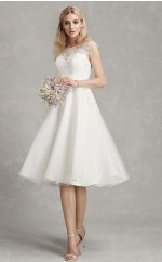 Rockabilly Tee Länge Spitze Flügelärmel Schöne Rückseite Im Freien Hochzeitskleid GBWD235