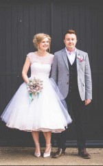 Vintage Pin Up Tea Länge 60er Rockabilly Hochzeitskleid GBWD260