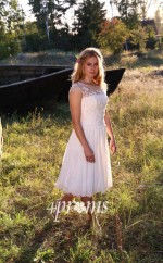 Cap Sleeve Tea Länge klassische Rockabilly Hochzeitskleid im Freien Hochzeiten im Freien GBWD288