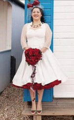 Tee Länge Halfter 50er Jahre Tupfen Rockabilly Hochzeitskleid GBWD309