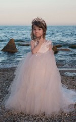 Juwel Kurzarm Erröten Rosa Kinder Ballkleider Chk026