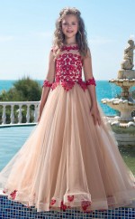 Illusion Halber Ärmel Als Bild Kinder Abschlussballkleider Chk027