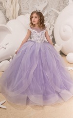 Illusion ärmellose Lila Kinder Ballkleider Chk030