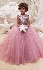 Juwel ärmellose Lachs Kinder Ballkleider Chk033