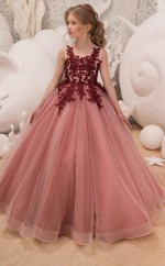 Juwel ärmellose Lachs Kinder Ballkleider Chk041