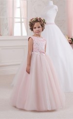 Juwel ärmellose Süßigkeiten Rosa Kinder Ballkleider Chk046