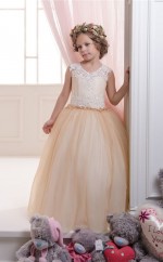 Juwel ärmellose Burlywood Kinder Ballkleider Chk050