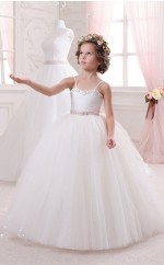 Tüll, Perlen Prinzessin Träger ärmellose Kinder Mädchen Kleid Chk140