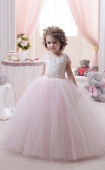 Tüll, Spitze Ballkleid Juwel Kurzarm Mädchen Ballkleider Chk143