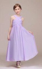 Lila Lange Kinder Brautjungfernkleider Mit Neckholder Chk171