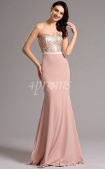 GEBD012 Satin Schatz Rosa Brautjungfernkleider Mit Pailletten Mieder