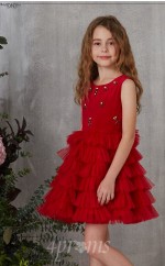 Burgunder Organza Juwel ärmellose Mini Prinzessin Kinder Ballkleid (FGD326)