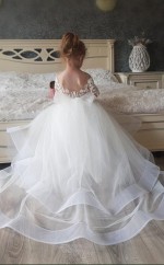 Kleinkinder Elfenbein Tüll Erstkommunion Kleid GFGD512