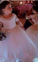 Erstkommunionkleid GFGD514 Mit Langen Ärmeln Für Kleinkinder