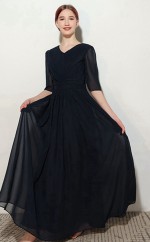 Halbärmeliges schwarzes Kinder-Brautjungfernkleid GJFGD079