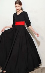 Halbärmeliges schwarzes Kinder-Brautjungfernkleid GJFGD080