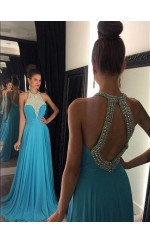 Pool Chiffon A-line Halfter Sweep Zug Abendkleider (GJT3874)